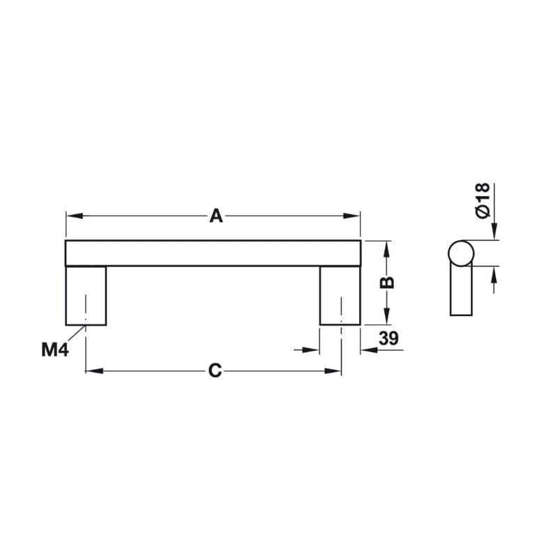 Tay nắm tủ chữ D Hafele 107.55.933 (mạ màu bạc)